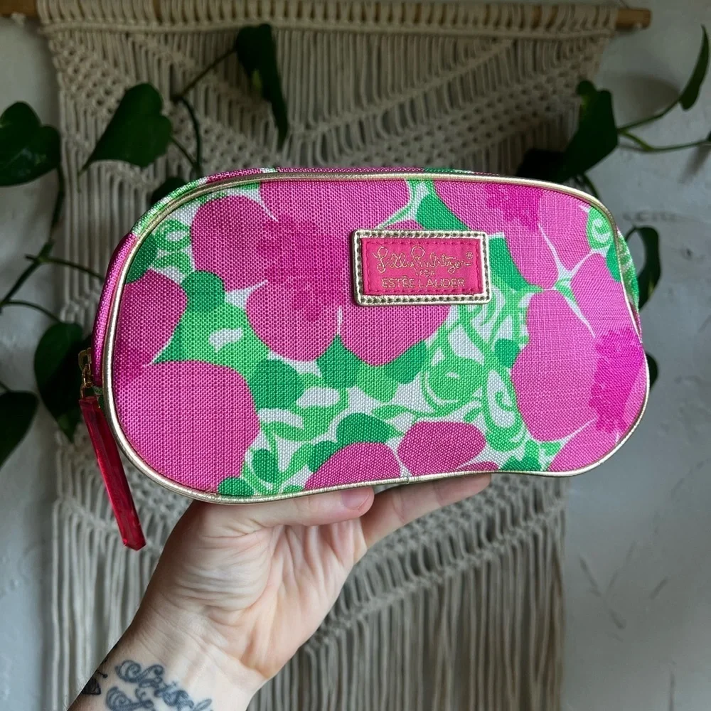 Lilly Pulitzer x Estée Lauder Pink Makeup Bag Cosmetic Travel Pouch Toiletry